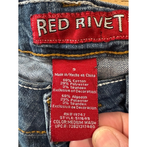 RED‎ RIVET Women's Blue Denim Flare Jeans Stud Embellished Pockets Size 9 - Picture 8 of 10